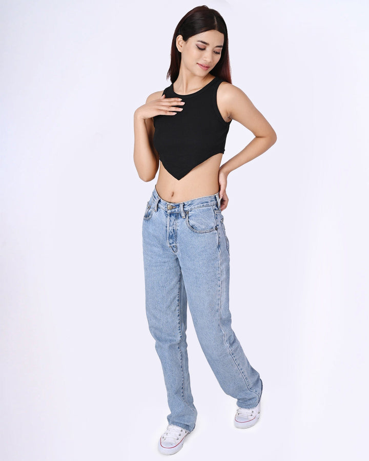 At My Best sleeveless white ribbed crop top