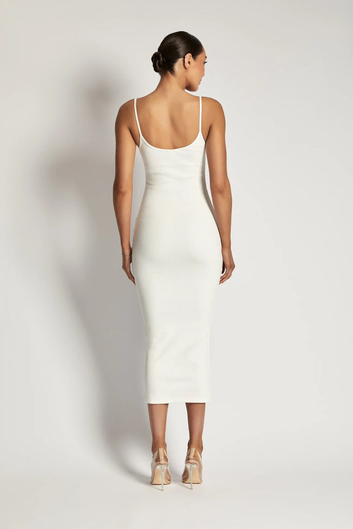 ALEXIS Ribbed Cami Midi Dress in ivory