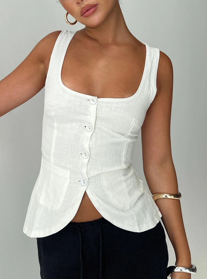 CLARA VEST TOP WHITE