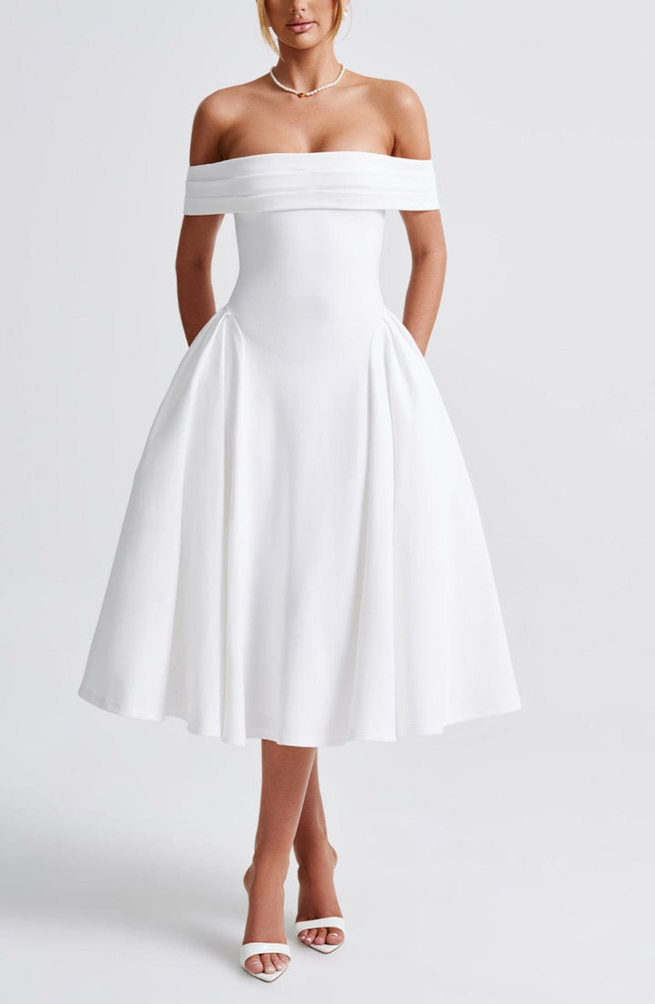 Alisa Midi Dress in White