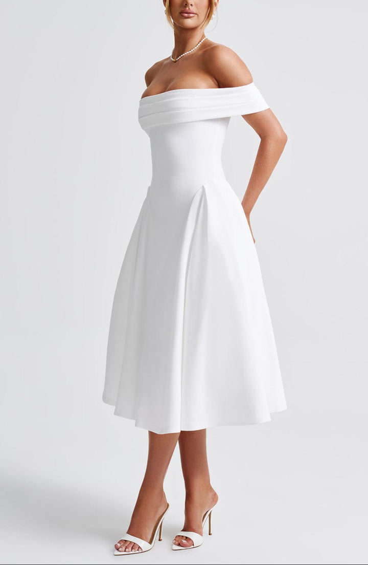 Alisa Midi Dress in White