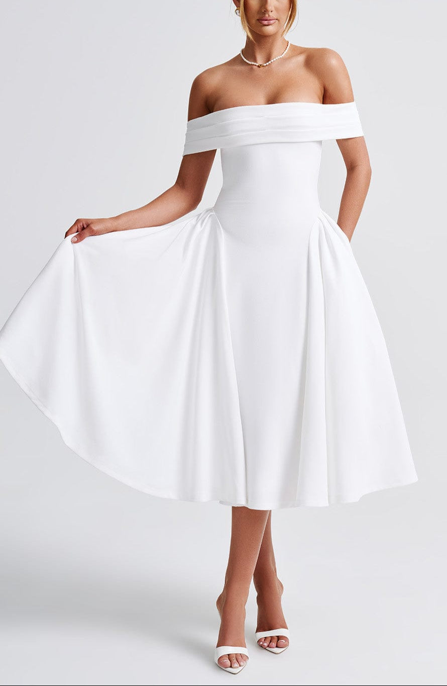 Alisa Midi Dress in White