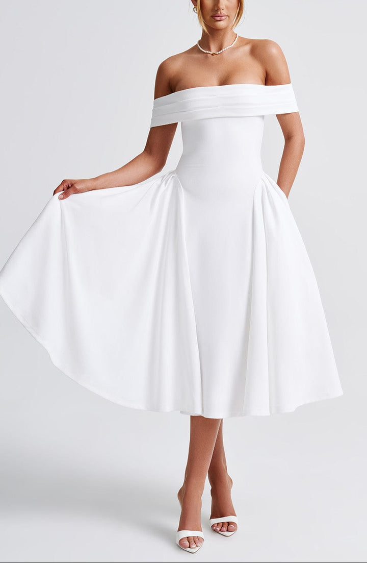 Alisa Midi Dress in White