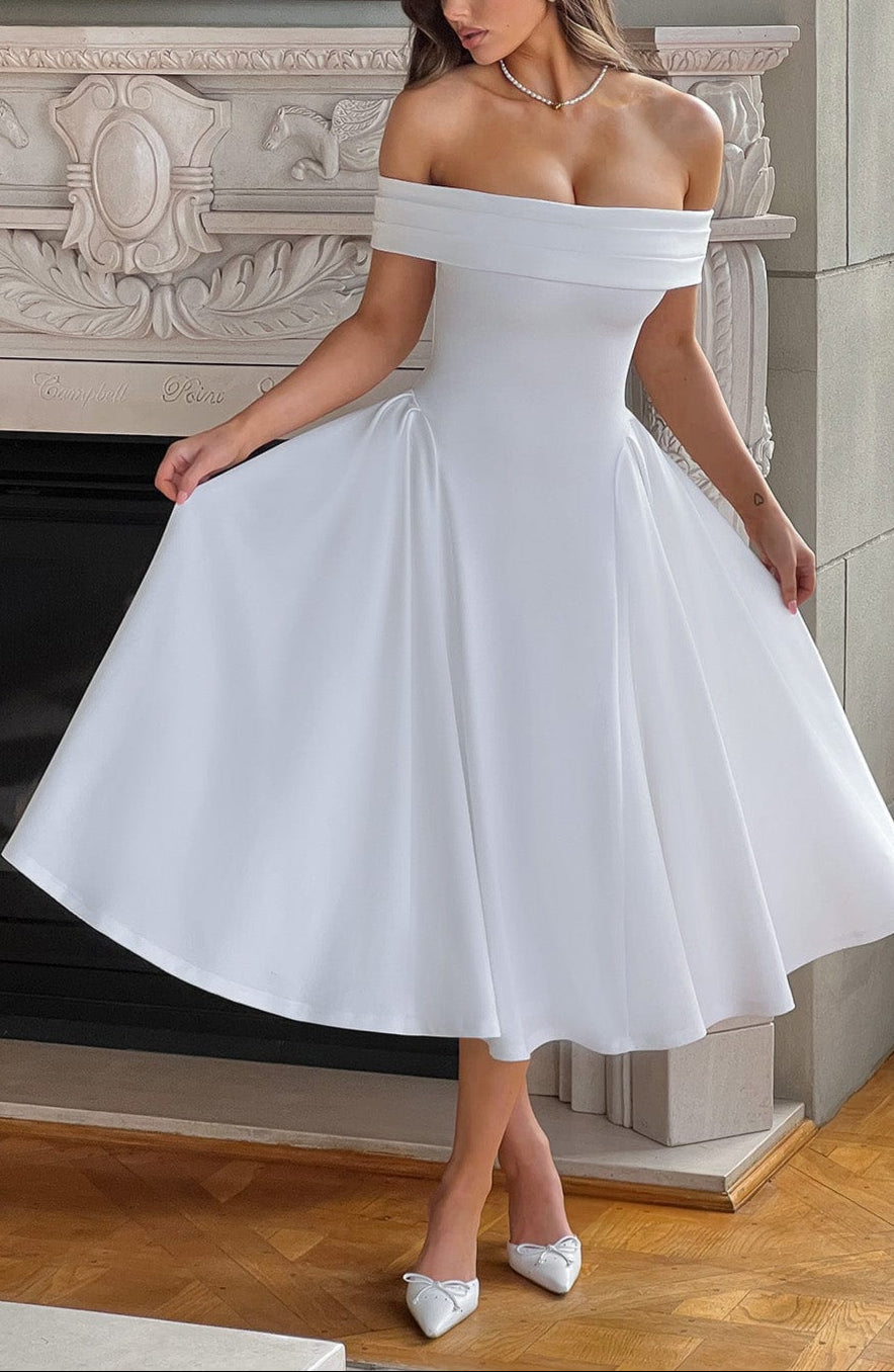 Alisa Midi Dress in White