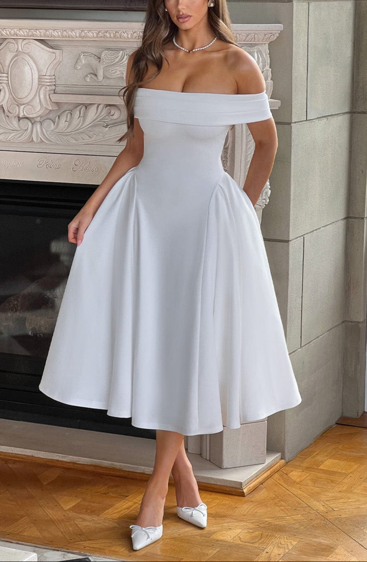 Alisa Midi Dress in White