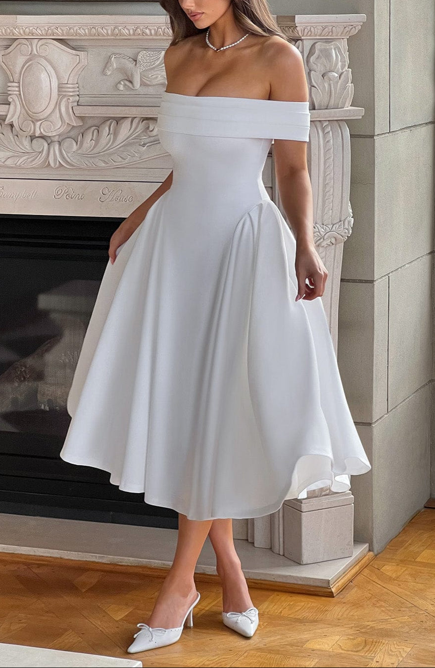 Alisa Midi Dress in White