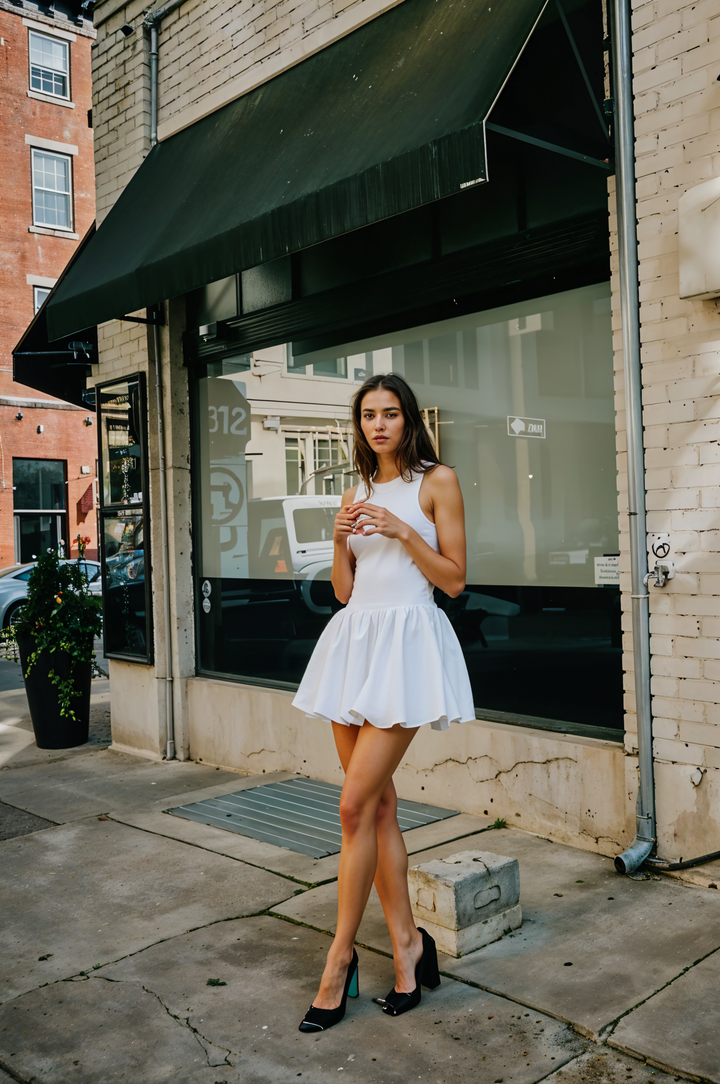Noelle Bubble Mini dress in White