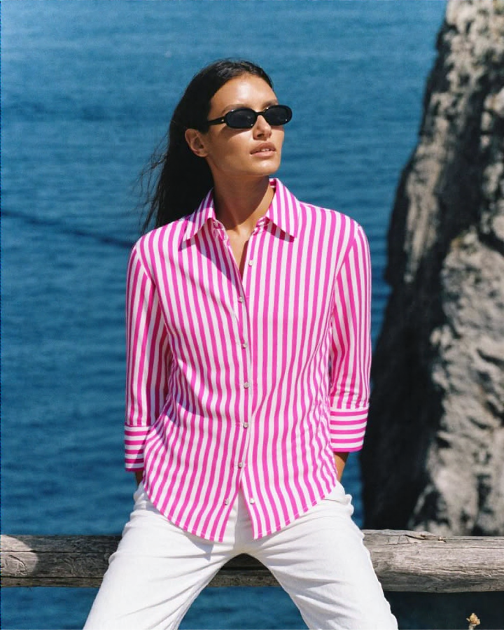 Calla STRIPED LINEN BLEND SHIRT PINKSTRIPE