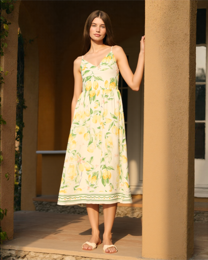 Isina Strappy dress MIDI DRESS WhiteFloralprint