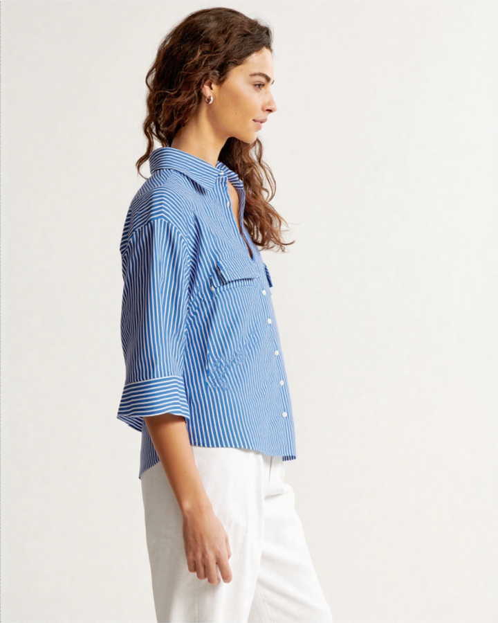 Naelle STRIPED LINEN BLEND SHIRT BROWNSTRIPE