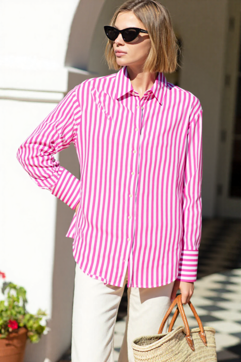 Calla STRIPED LINEN BLEND SHIRT PINKSTRIPE