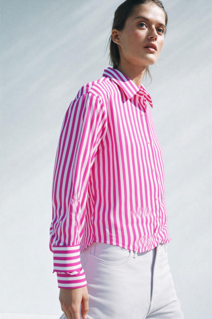 Calla STRIPED LINEN BLEND SHIRT PINKSTRIPE