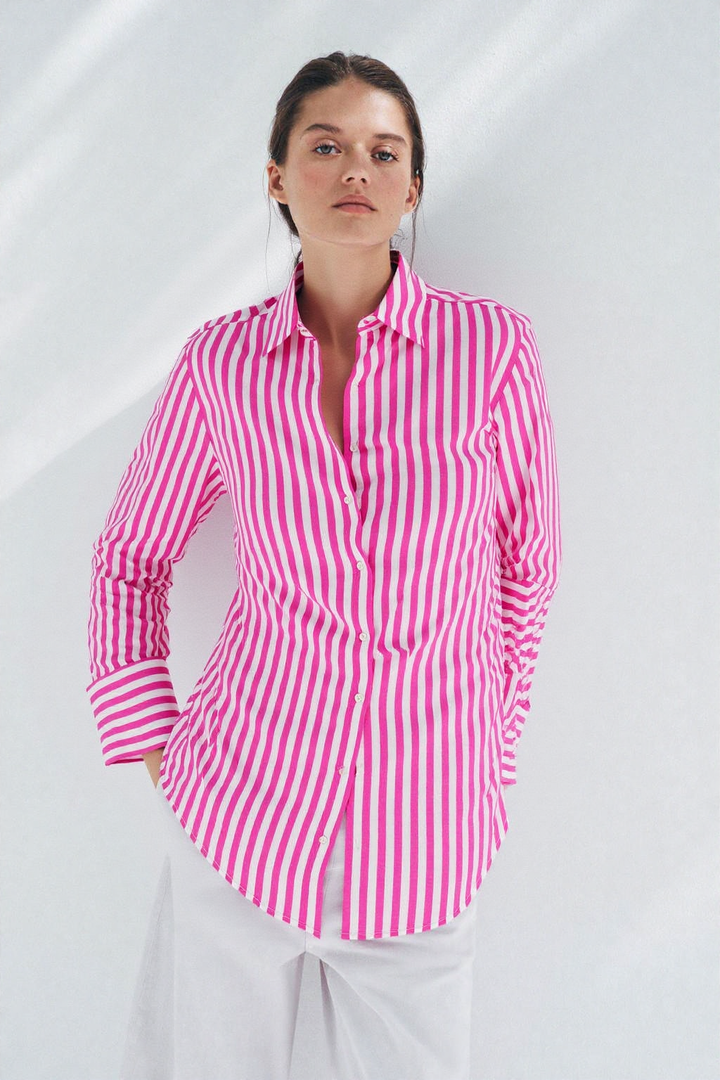 Calla STRIPED LINEN BLEND SHIRT PINKSTRIPE