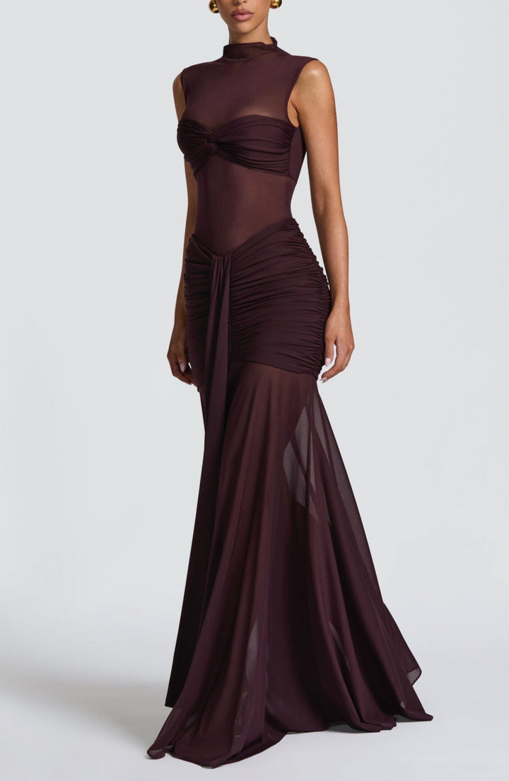 Katerina Mesh Bodysuit-Maxi skirt Set