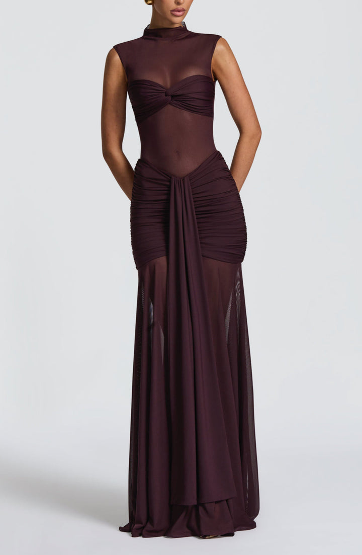 Katerina Mesh Bodysuit-Maxi skirt Set