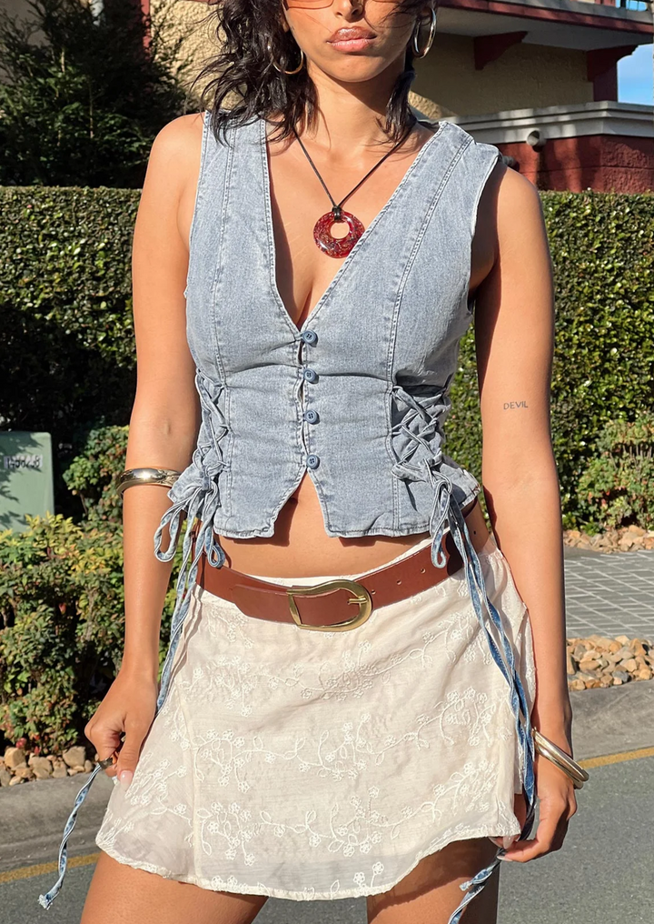 PETRA DENIM VEST TOP