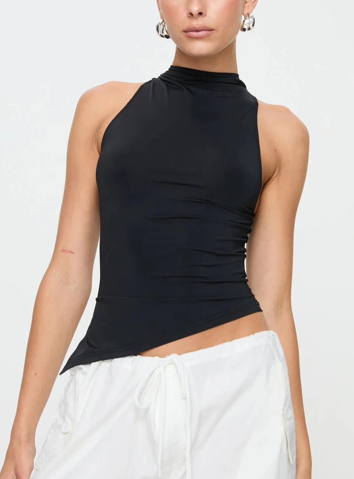 Liora twisted back top in black