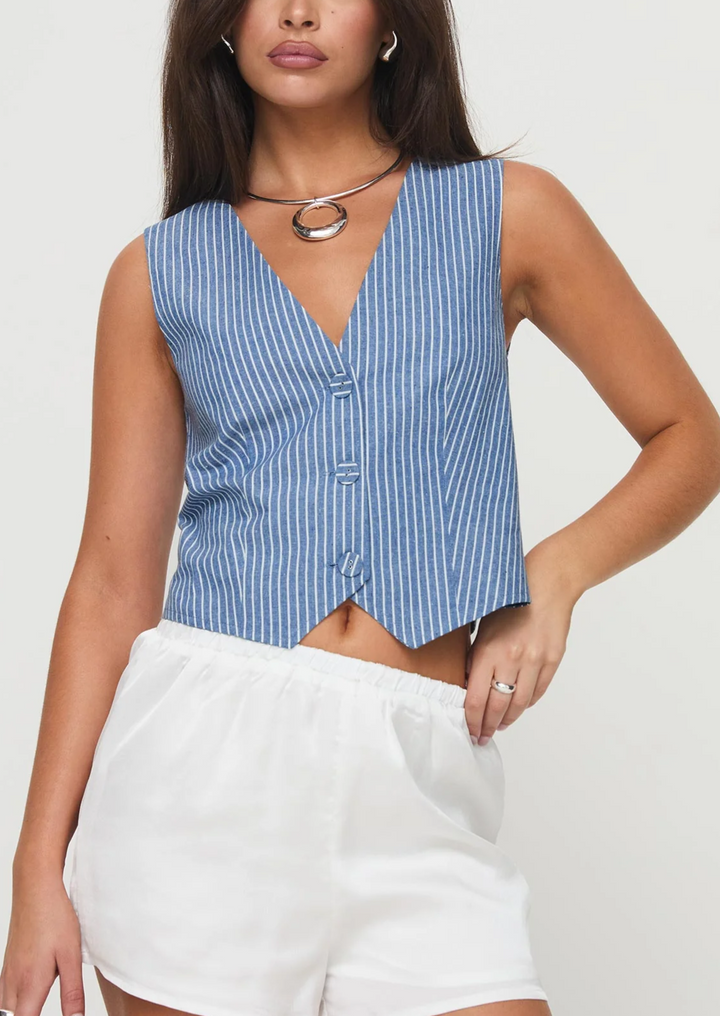 LINNEA VEST BLUE STRIPE