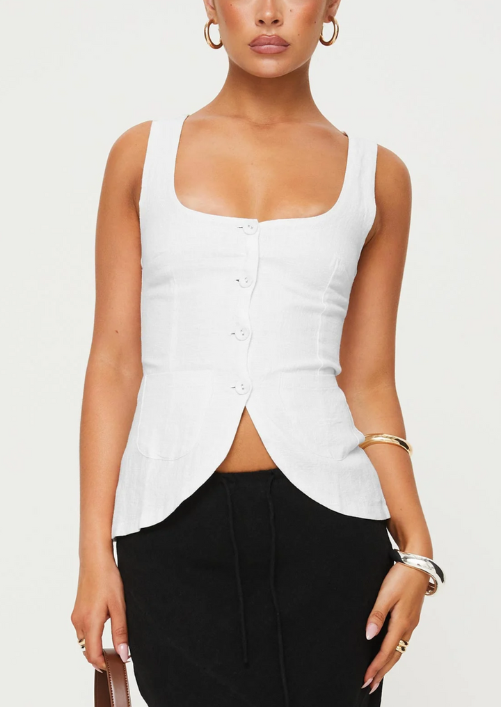 CLARA VEST TOP WHITE