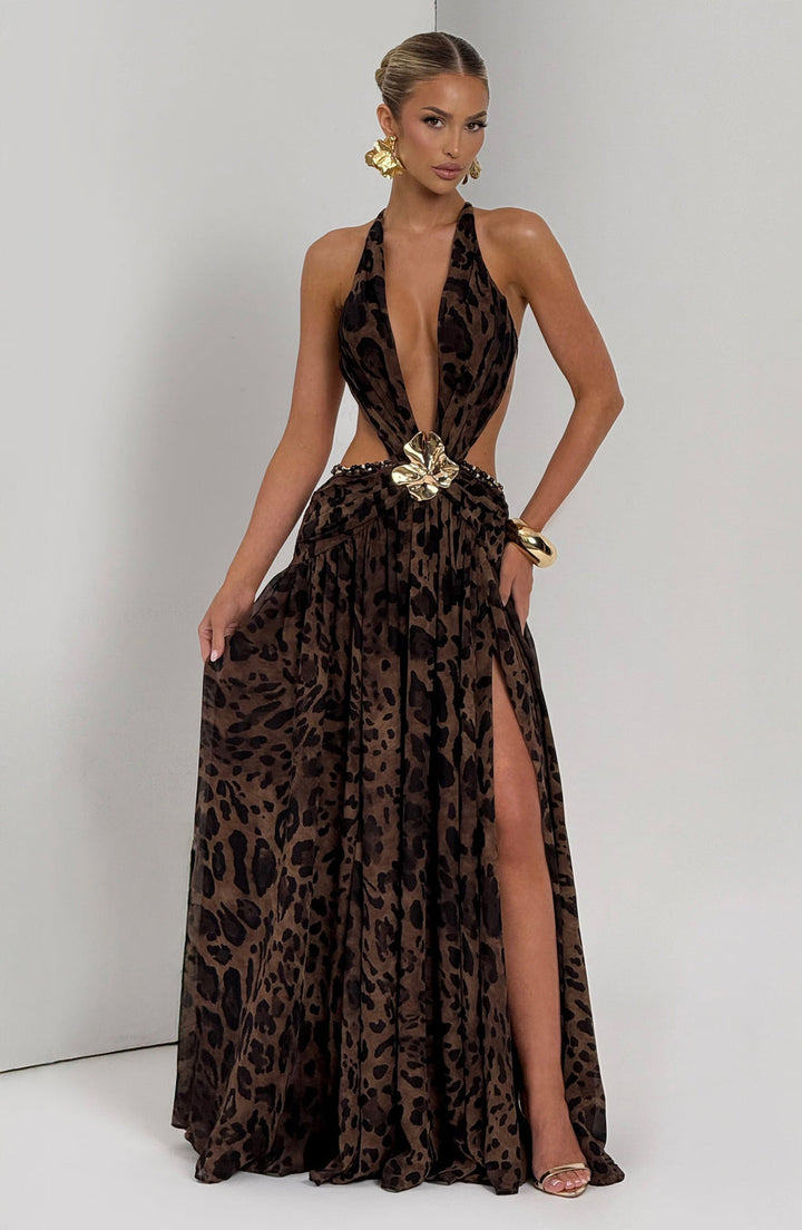 Leona Plunge Slit Gown