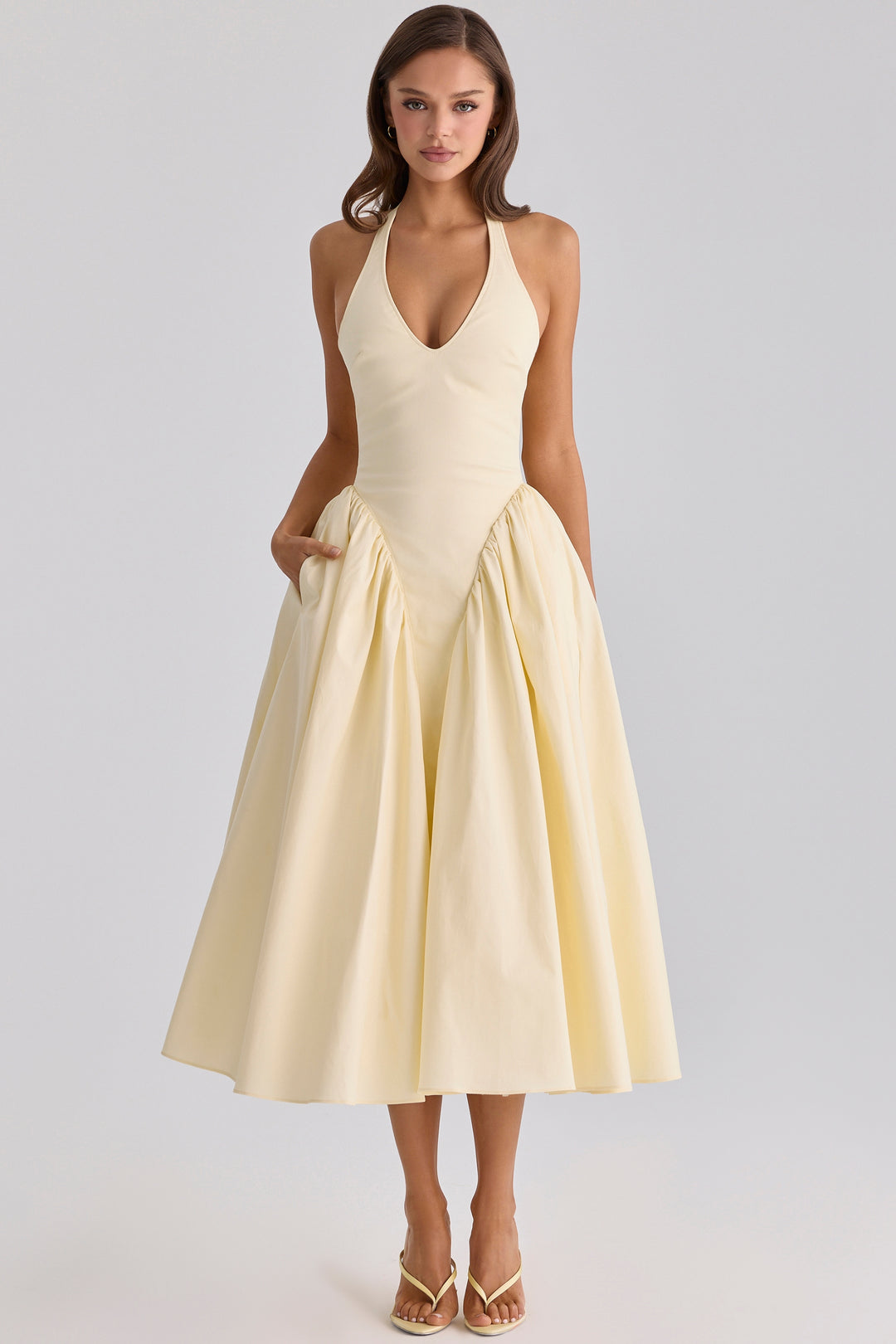 Alina Halter Flare Midi Dress