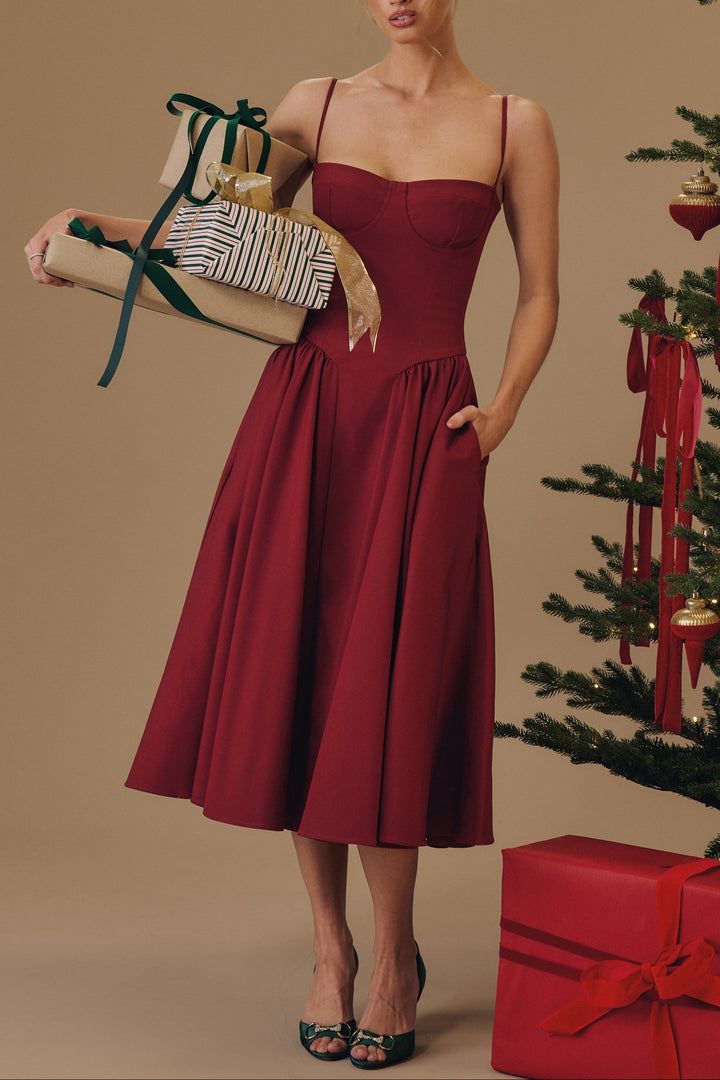 Hannah Midi Dress in Red