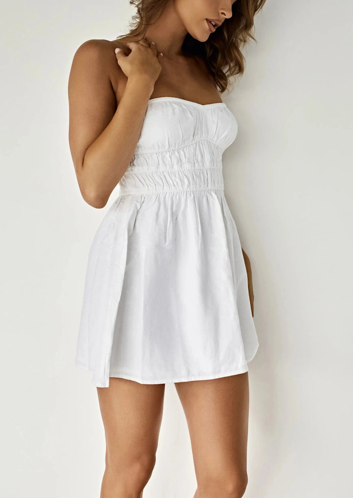 Alayna Strapless Linen Mini Dress