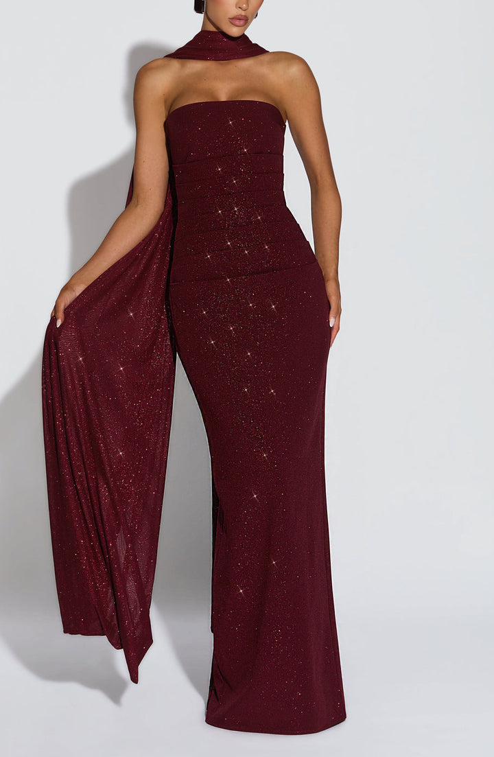 Pandora Maxi Dress in Wine
