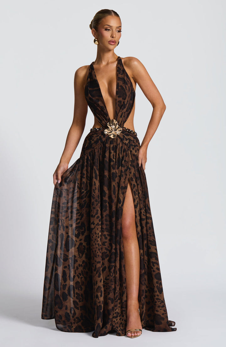 Leona Plunge Slit Gown