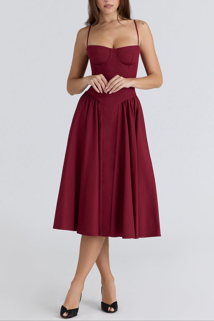 Hannah Midi Dress in Red