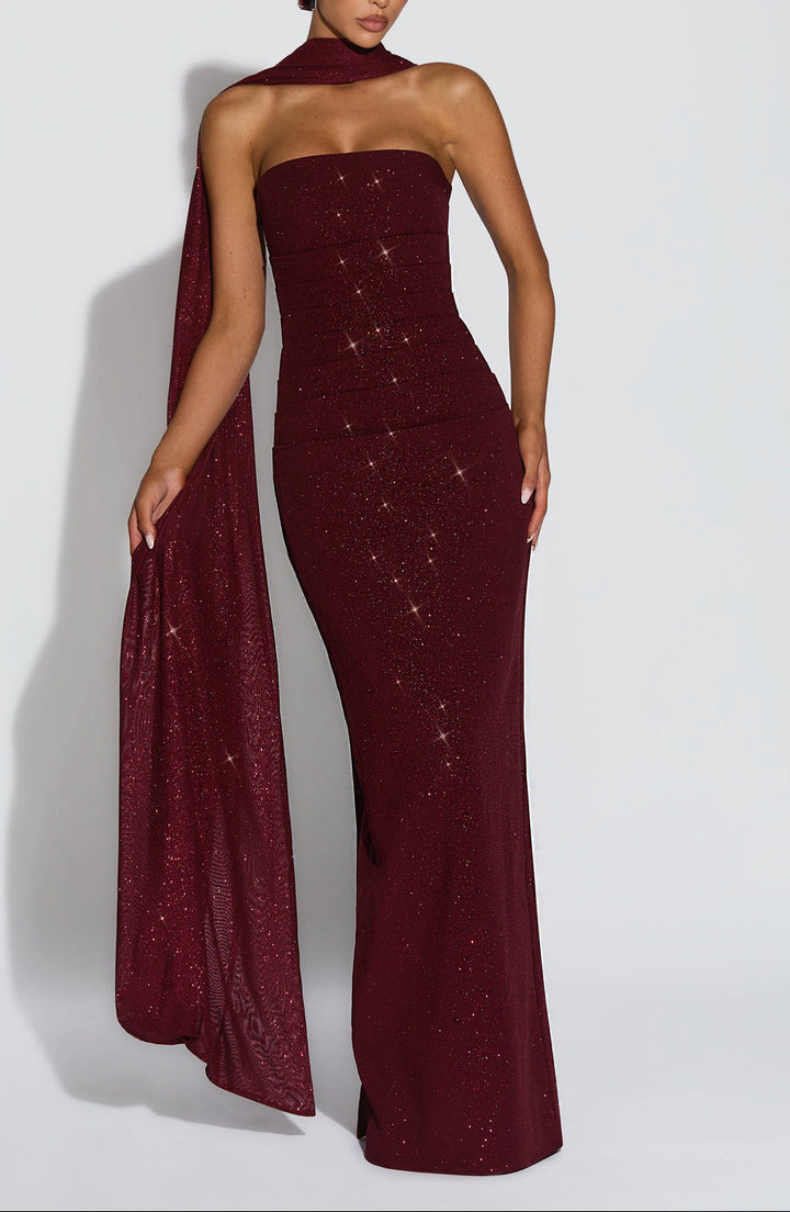 Pandora Maxi Dress in Wine