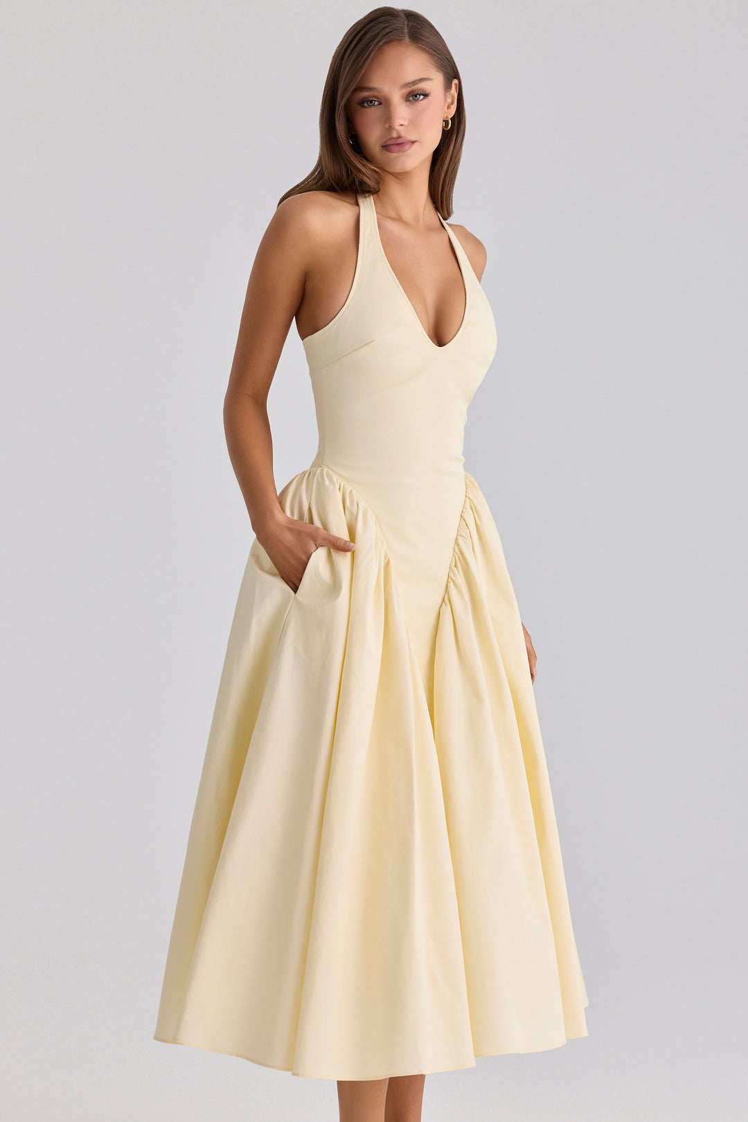 Alina Halter Flare Midi Dress