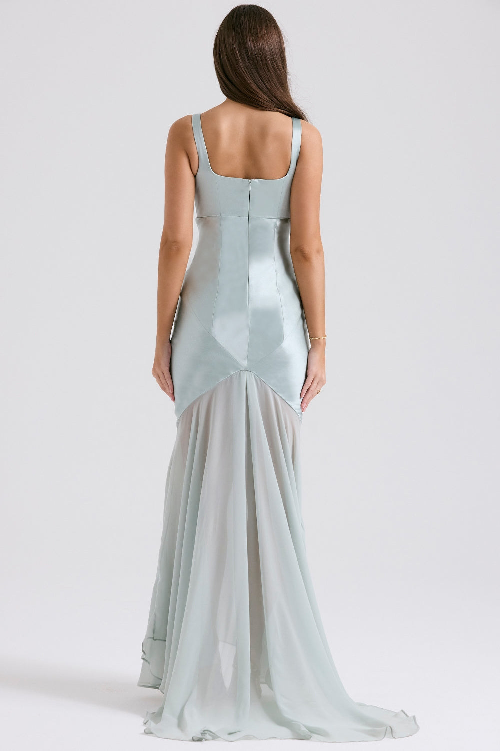 Marcia Cloudy Satin with chiffon Maxi Dress