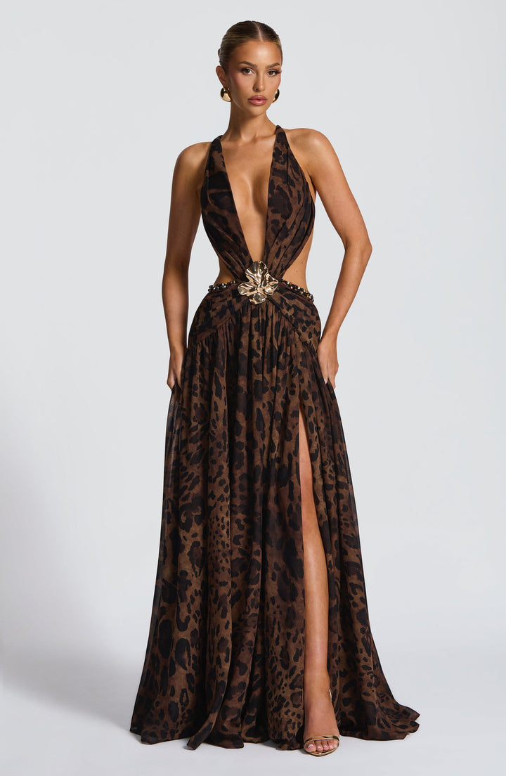 Leona Plunge Slit Gown