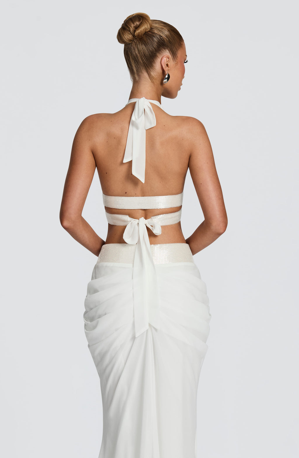 Aurevane Plunged Co-ord Set in White