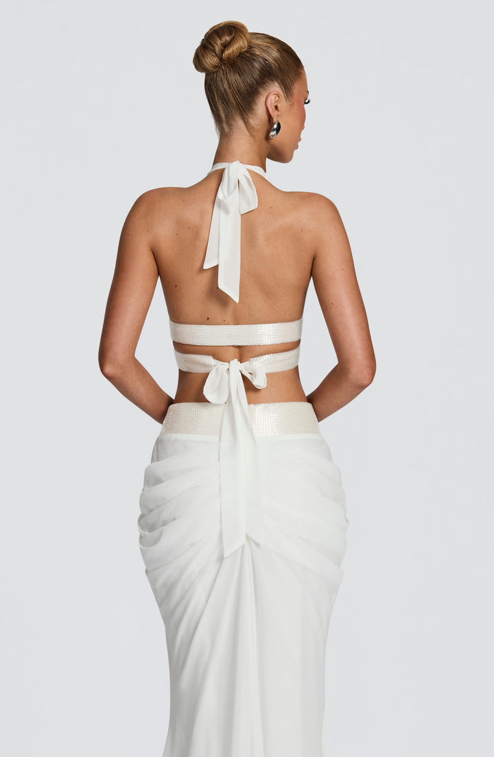 Aurevane Plunged Co-ord Set in White