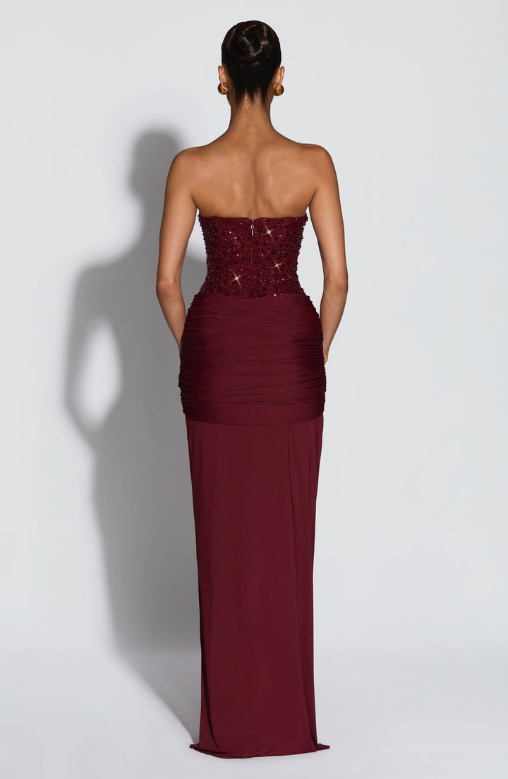 Velvet Flame Strapless Gown