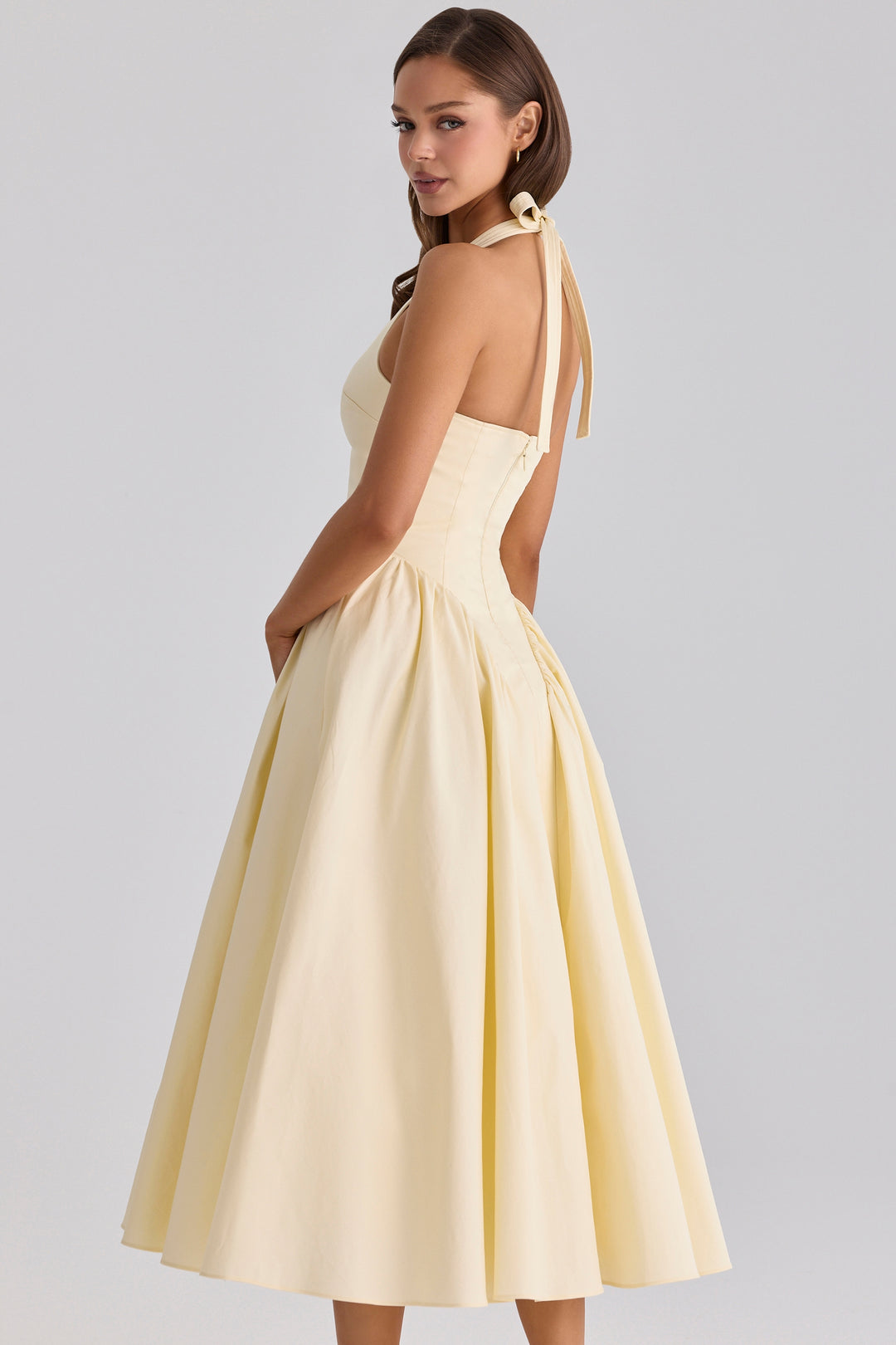 Alina Halter Flare Midi Dress