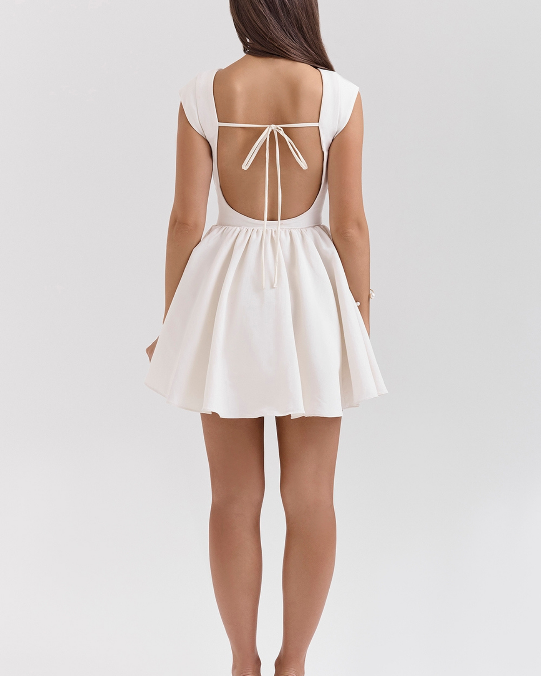 Alvina Open Back Mini Dress in White