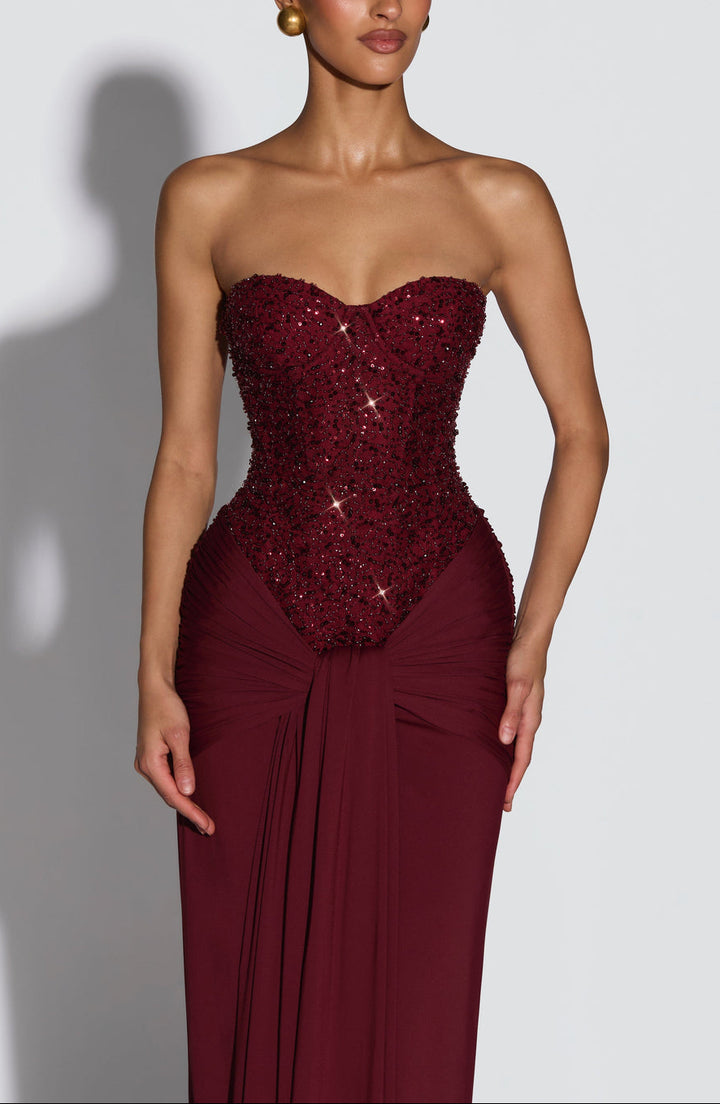 Velvet Flame Strapless Gown