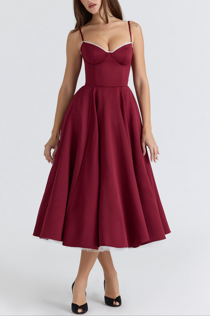 Hannah Midi Dress in Red