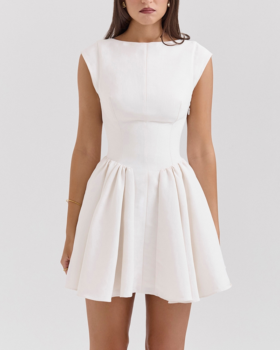 Alvina Open Back Mini Dress in White