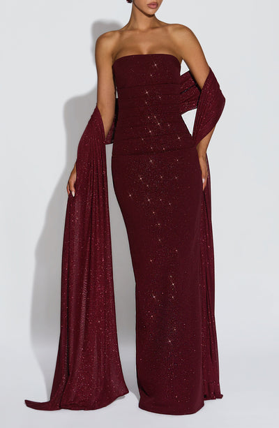 Pandora Maxi Dress in Wine