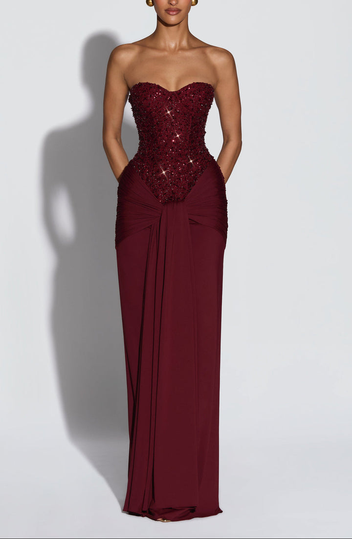 Velvet Flame Strapless Gown