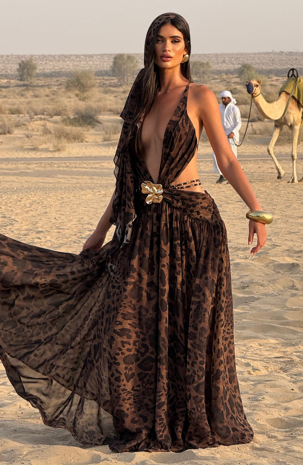 Leona Plunge Slit Gown