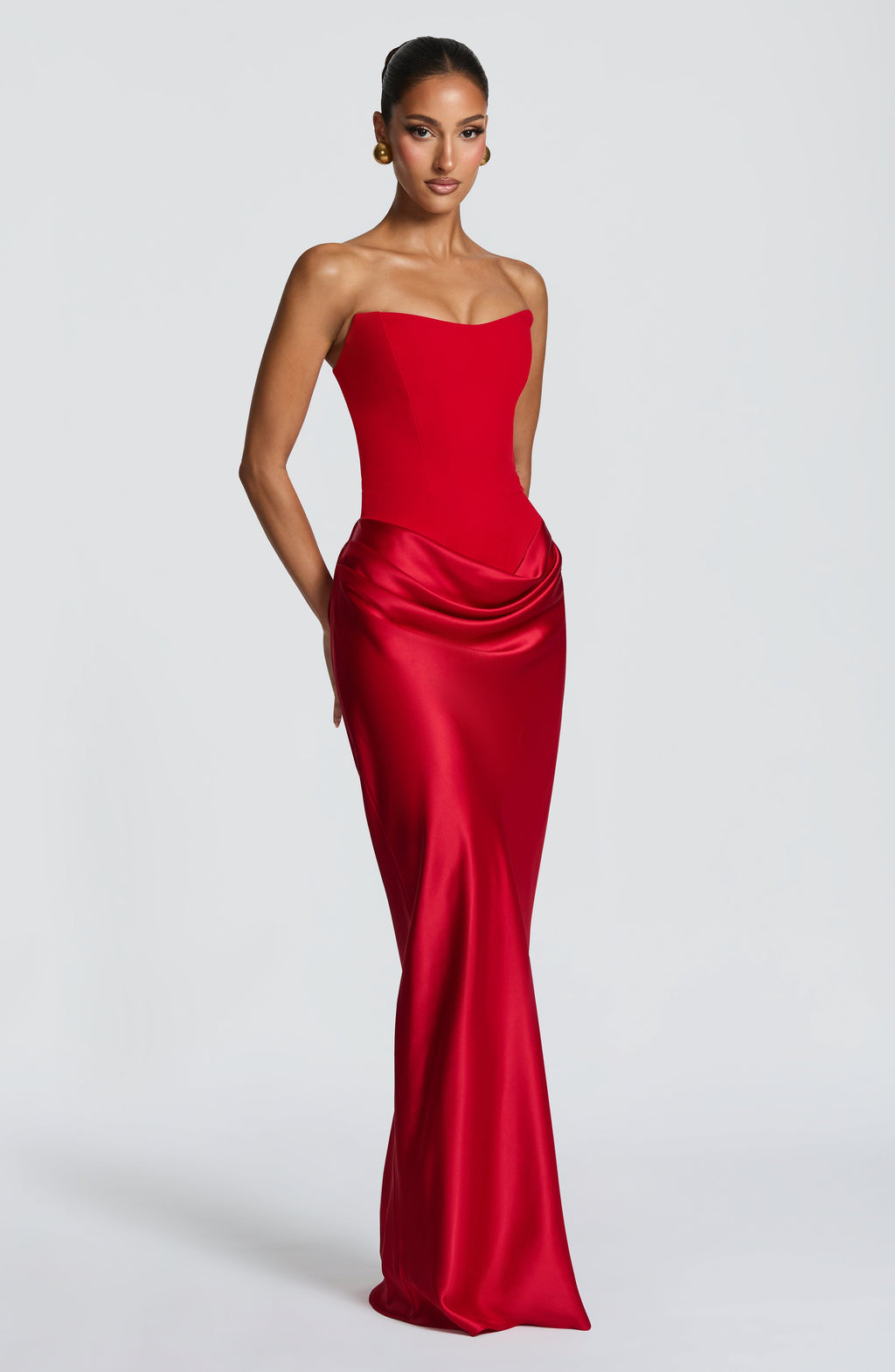 Cheri Cheri Lady Satin Draped Maxi Dress