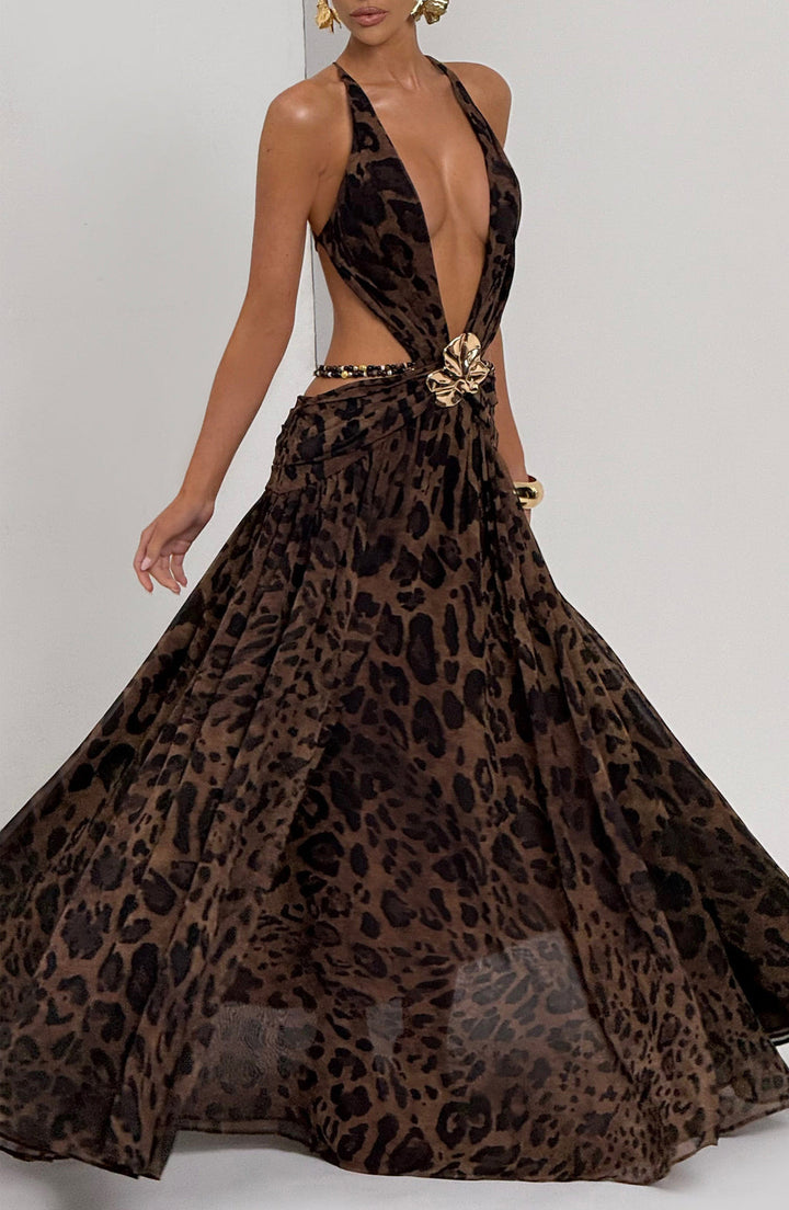 Leona Plunge Slit Gown