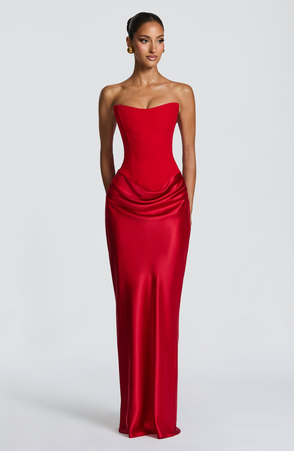 Cheri Cheri Lady Satin Draped Maxi Dress