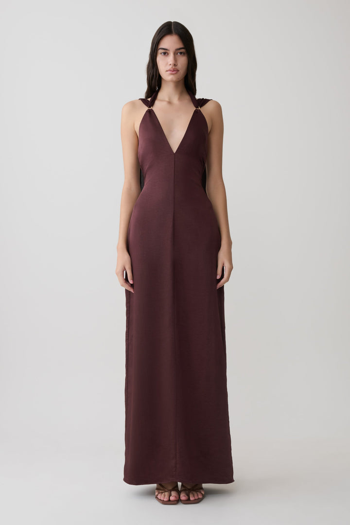Ravelle Draped Satin Maxi Dress