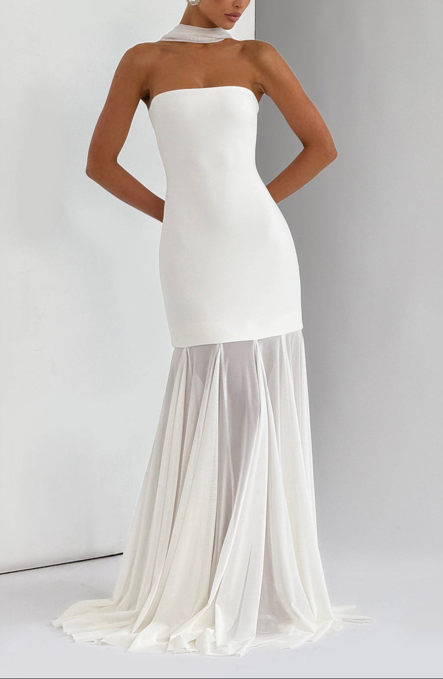 Dear Karma White Maxi Mesh Dress